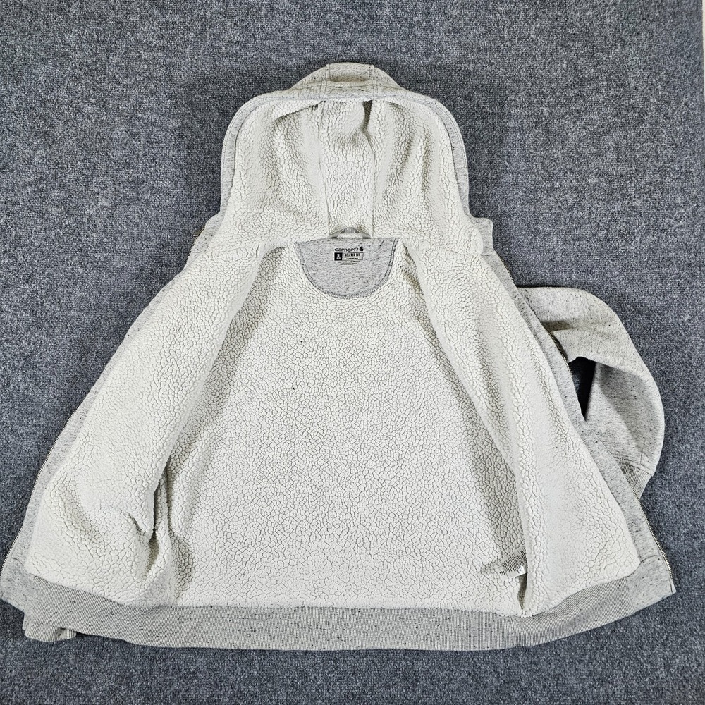Carhartt Sherpa Fleece Lined Full Zip Hooded Sweatshirt White Youth M 8-10 Flaw - Picture 4 of 9